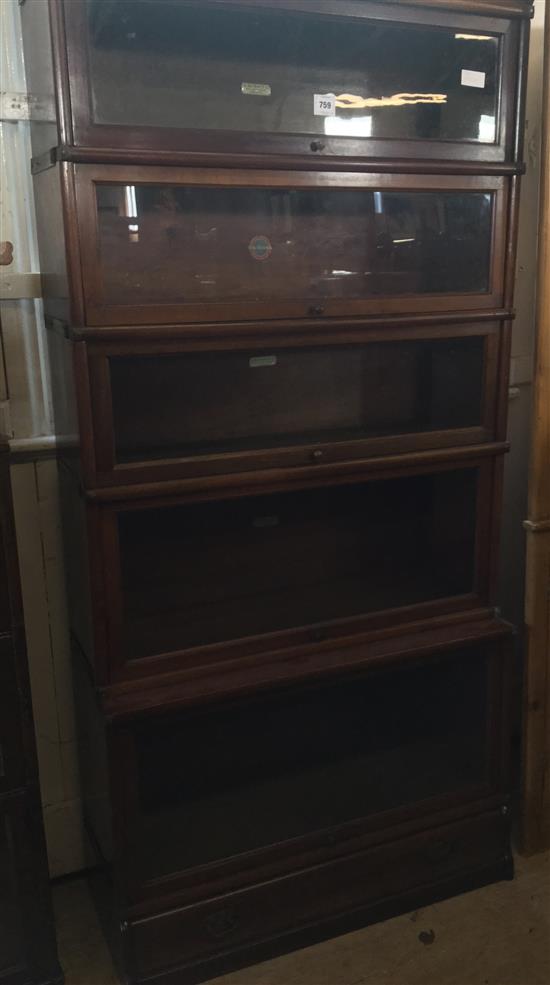 Globe Wernicke mahogany 5 section bookcase